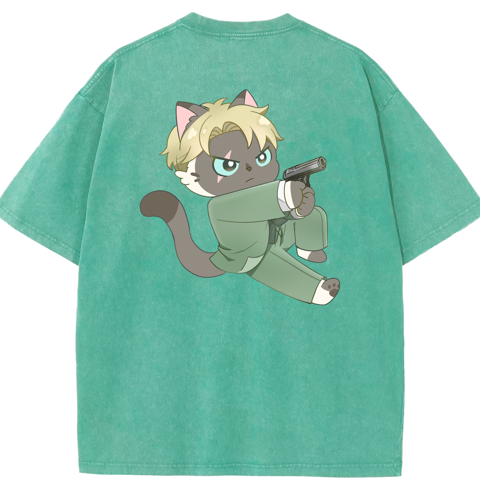 （画像用） SPY×FAMILY间谍家家酒 綿100% ヴィンテージ風 半袖Tシャツ（背面プリント）
